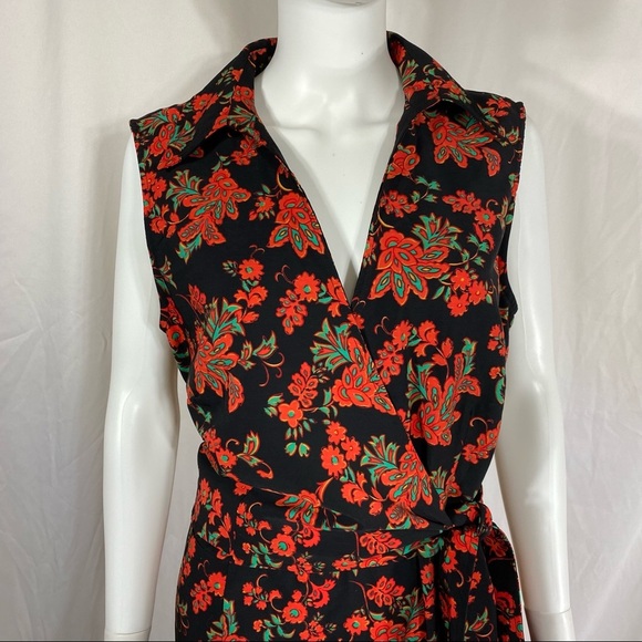 Sag Harbor 90’s Vintage Sleeveless Floral Wrap Front Dress - Picture 4 of 9